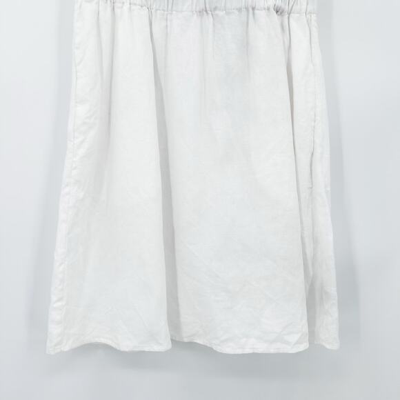 Boden White Linen Short Flutter Sleeve Dress Elastic Waist V Neck Womens Size 4 - Picture 5 of 12